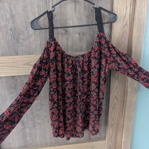Torrid Black and Red Floral Blouse